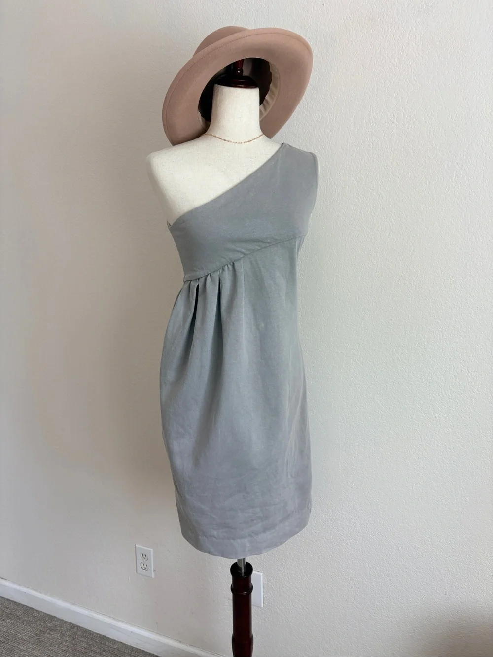 Chloe Grey Cotton One Shoulder Dress